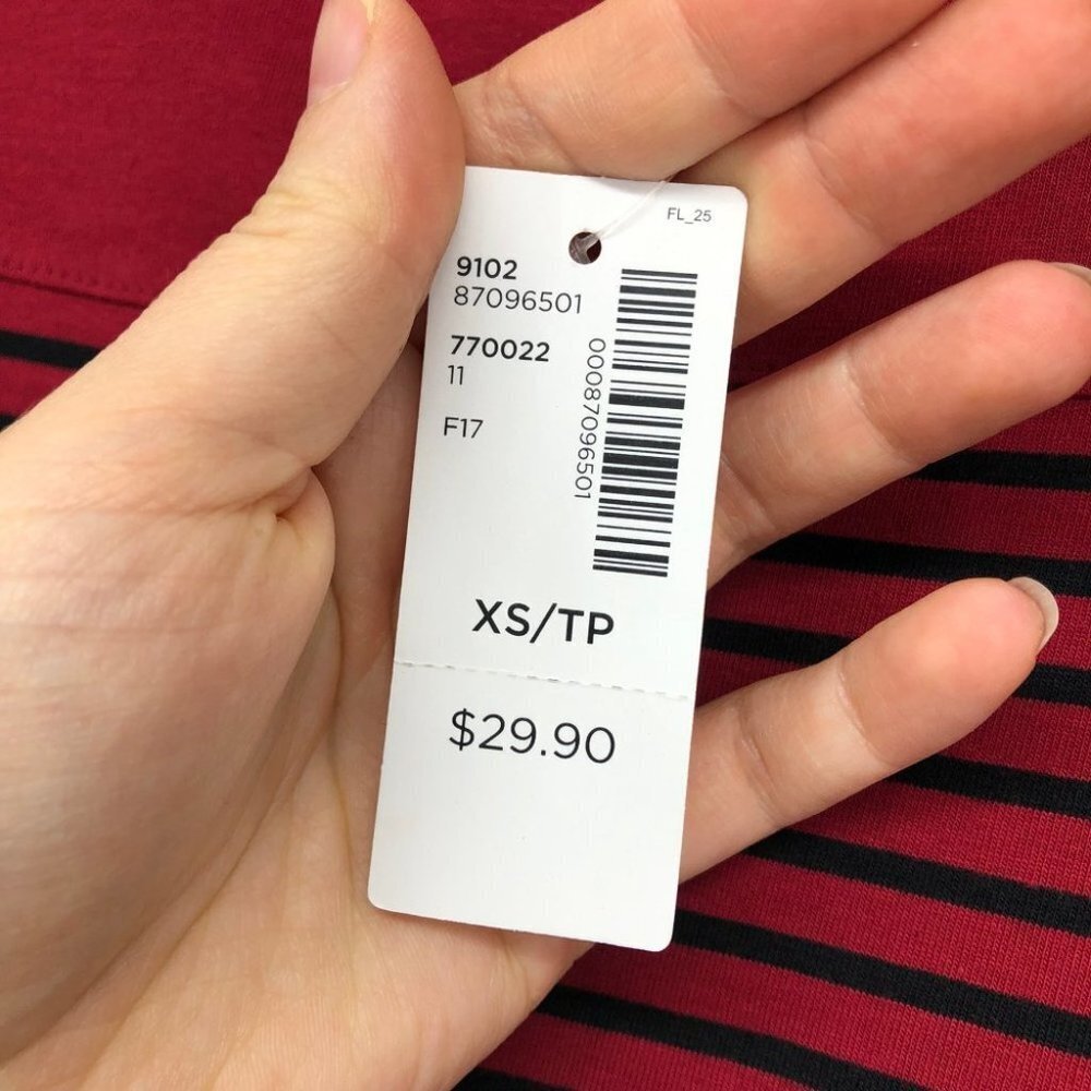 NWT- Reitman's Red & Black Striped 3/4 Sleeve T  shirt XS - Picture 6 of 16